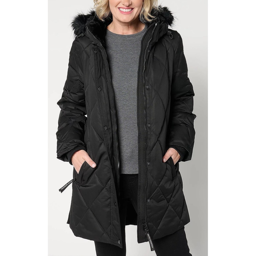 Arctic Expedition Women's Diamond Quilted Parka w/‎ Removable Hood - Black - M